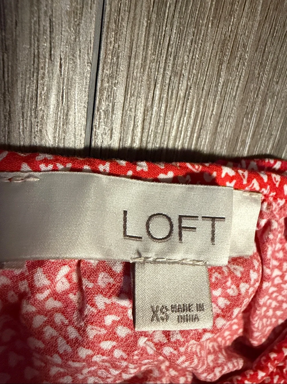 LOFT Coral Red Printed Ruffle V-Neck Blouse